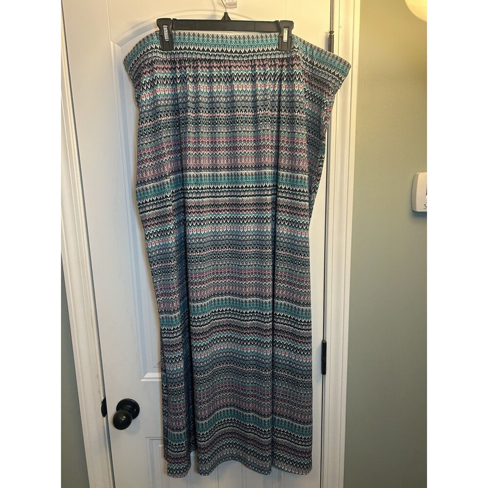 Lane Bryant Maxi Skirt 26/28 Chevron Print Side Slits Stretch Boho Long Plus - Picture 13 of 13